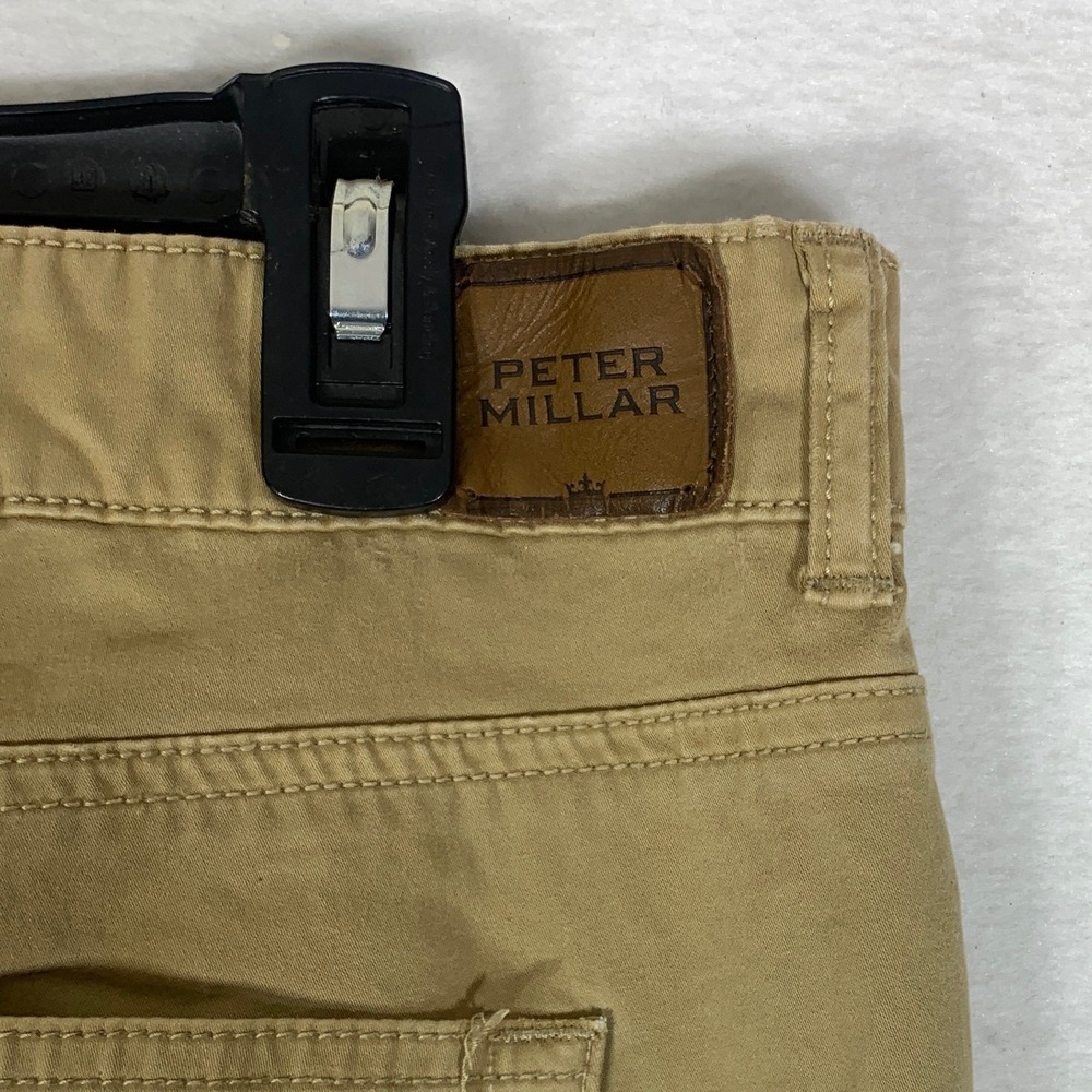 Peter Millar Crown Pants Men 38x30 Khaki Ultimate Sateen 5-Pocket Trousers - Picture 6 of 12